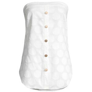 Milly Penn Graphic Dot Clipping Top Sleeveless White Circles Sz L summer fun